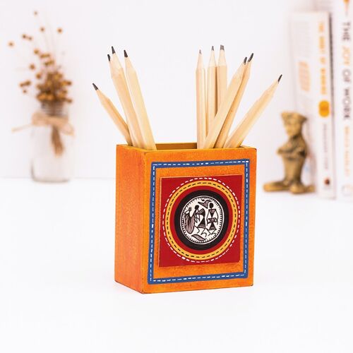 Chronicle Brass wooden pen holder (Orange)