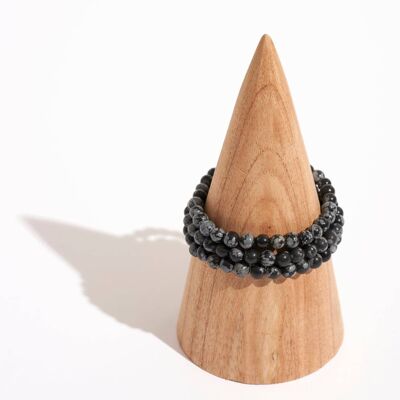 Armband aus Schneeflocken-Obsidian-Perlen, 6 mm