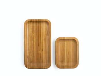 Lot de 2 assiettes/plateaux rectangulaires en bambou 9x12 cm et 11x20 cm. 8