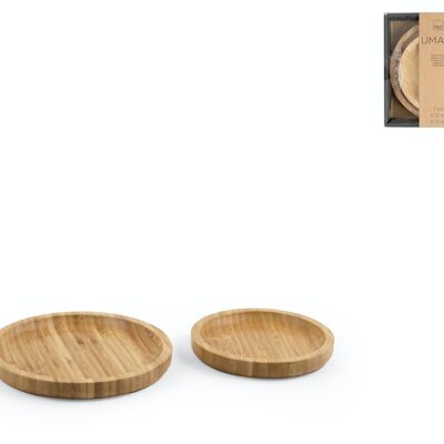 Set aus rechteckigen Tabletts aus Bambus 12 und 15 cm.