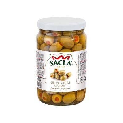 GIANT GREEN OLIVES WITH NATURAL PEPPERS 1.55kg