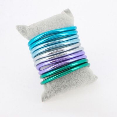 Kit de 10 joncs Bouddhistes avec mantra bleu mix - Coussin offert
