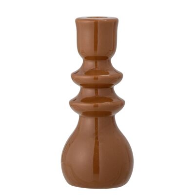 Emie Candlestick, Brown, Stoneware