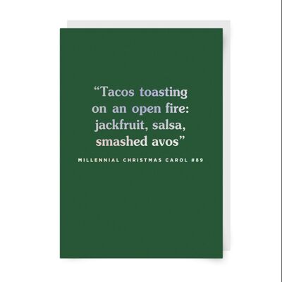 Tacos Toasting On An Open Fire Christmas Card