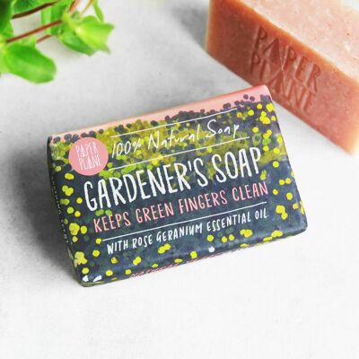 Jabón de jardinero de geranio rosa 100% natural vegano