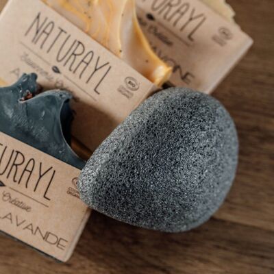 Konjac face sponge with vegetable charcoal - special for oily skin