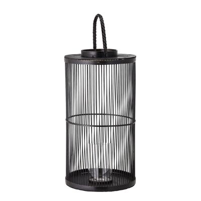 Lanterna Effie con vetro, nero, bambù