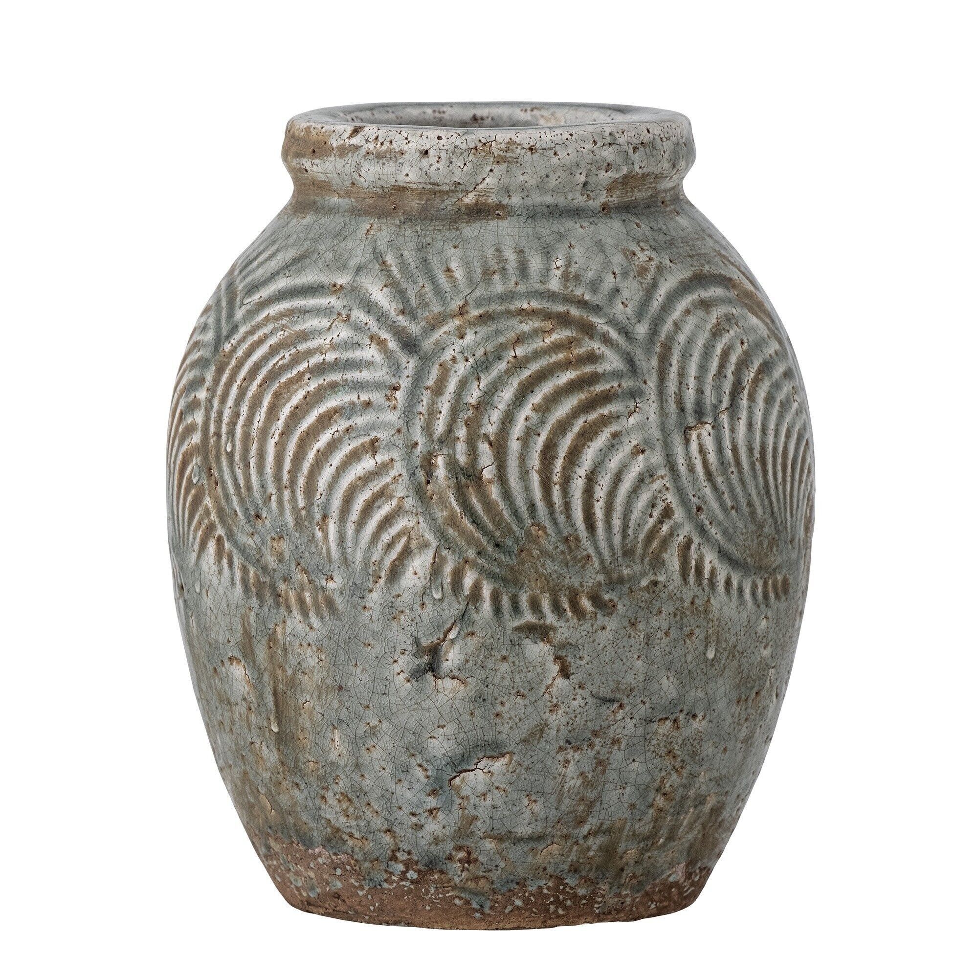 Damian Deco Vase, Green, Terracotta