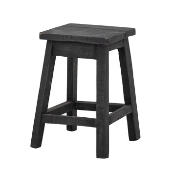 Tabouret Lynge, noir, bois récupéré 1