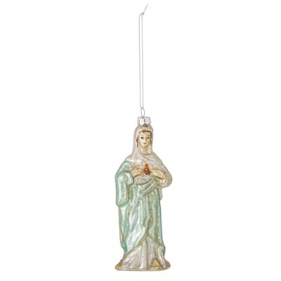 Madonna Ornament, Green, Glass