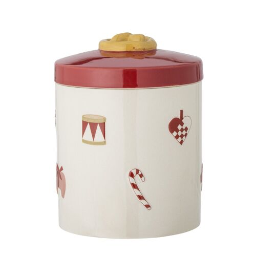 Yule Jar w/Lid, Red, Stoneware