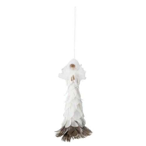 Jannet Ornament, White, Feather