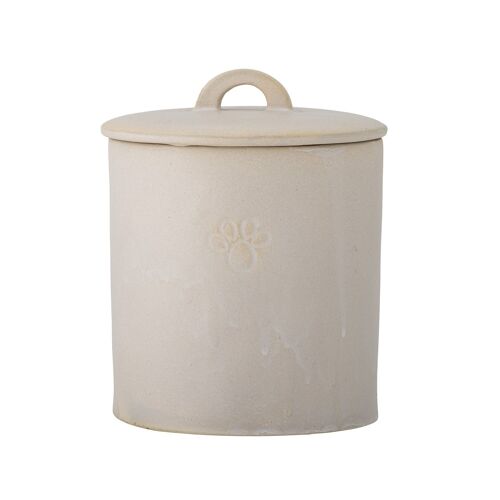 Buddy Pet Jar w/Lid, White, Stoneware