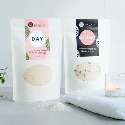 100% Natural Dead Sea Bath Salts Vegan And Plastic Free - Day and Night pair