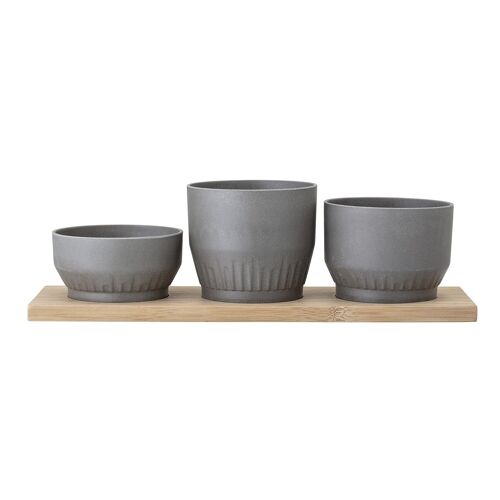 Thorsten Flowerpot, Grey, Bamboo Polyresin