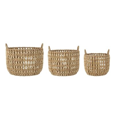 Kristel Basket w/Lid, Nature, Water Hyacinth