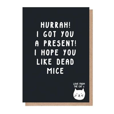Espero que te guste la tarjeta de ratones muertos del gato
