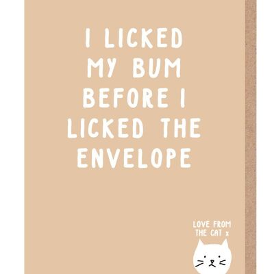 I Licked My Bum Before I Licked The Envelope Card From The Cat