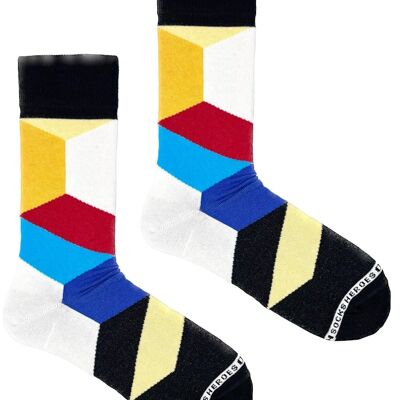 Heroes on Socks - Mondriaan Hexagon - Herensokken maat 41-46