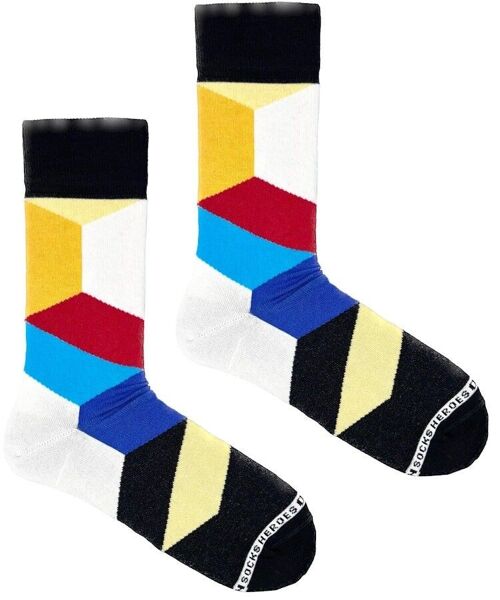 Heroes on Socks - Mondriaan Hexagon - Herensokken maat 41-46