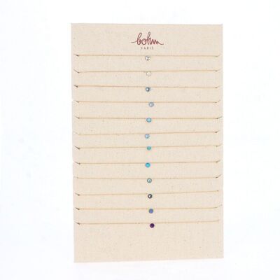 Kit of 24 Sohan necklaces - gold blue mix / KIT-COLSOHAN02-0540-D-BLEU