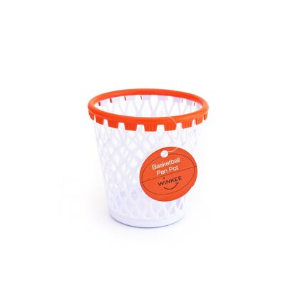 Basketball basket pen holder