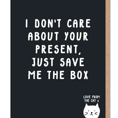 Rette mir einfach die Box-Karte vor der Katze