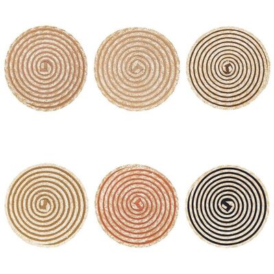 Set de table rond 38 cm texture spirale, Spirale Chocolat 6 ass.