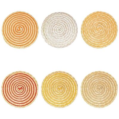 Round placemat with spiral pattern, Spiral Sunset 6ass.