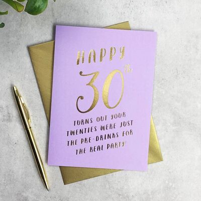 Tarjeta de pre-bebidas de 30 cumpleaños