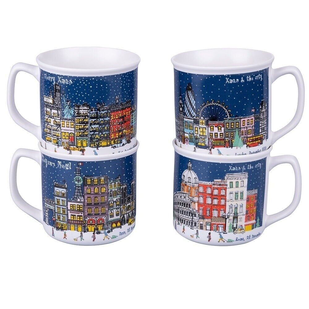 Tasse petit-déjeuner en porcelaine fine 350 ml, Xmas & the City 4 ass.