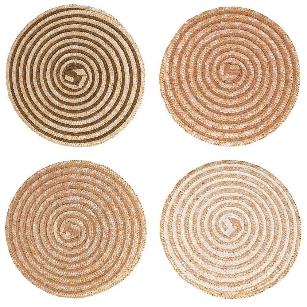 Set de table rond 38 cm texture spirale, Spirale Chocolat 4 ass.