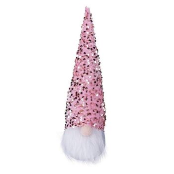 Chapeau de gnome à paillettes de Noël h. 32cm, Noël Rose/Gris 2