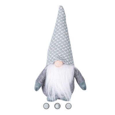 Gnome Christmas hanger in fabric h. 22 cm, XMas Trendy Grey
