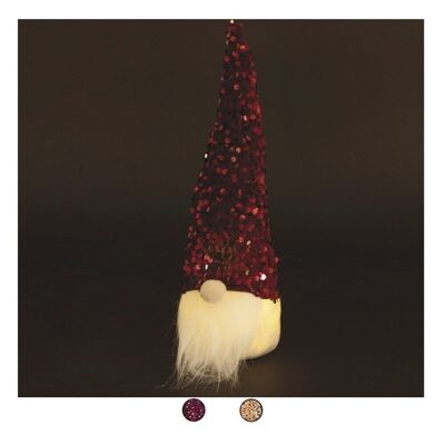 Gnomo led natalizio cappello paillettes h. 32 cm, Xmas 2 ass