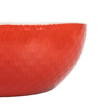 Saladier rond 24 cm en porcelaine, double décor, Rouge Confusion intérieur gris 3