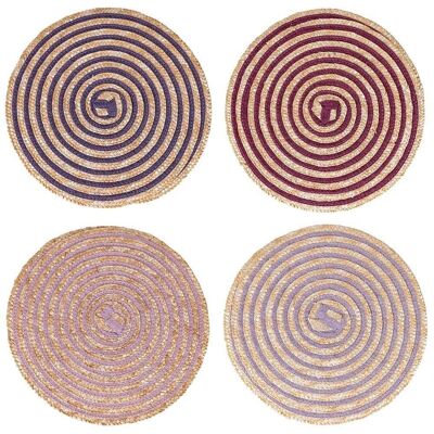 Set de table rond texture spirale, Spiral Provence 4 ass.