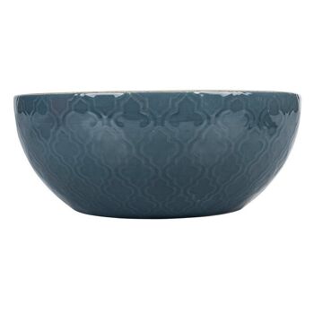 Saladier rond 24 cm en porcelaine, double décor, Confusion Turquoise intérieur gris 4
