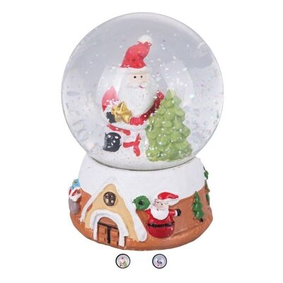 Mittlere Weihnachtskugel aus Glas mit Schneeeffekt und LED, Xmas Model 1