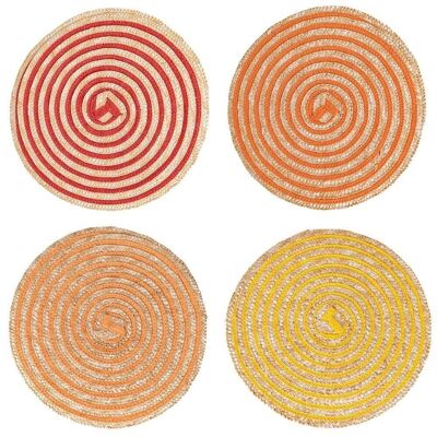 Round placemat with spiral pattern, Spiral Sunset 4 ass.