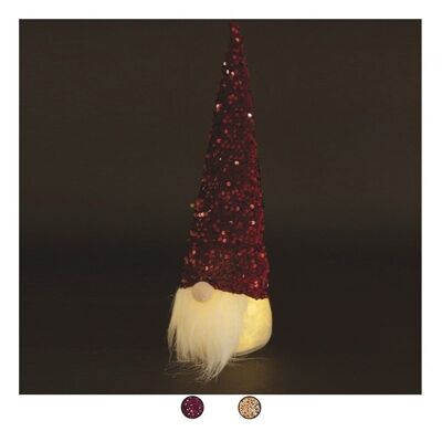 Sombrero de lentejuelas de gnomo con led navideño h. 42cm, Navidad 2 culo.