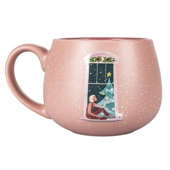 Tasse petit-déjeuner en porcelaine fine 400 ml, XMas Pink Modèle B 2