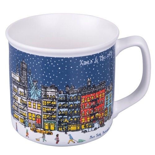 Tazza colazione in new bone China 350 ml, Xmas & the City 'MERRY XMAS'