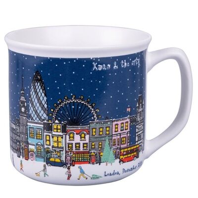 Breakfast cup in new bone China 350 ml, Xmas & the City 'MERRY CHRISTMAS'