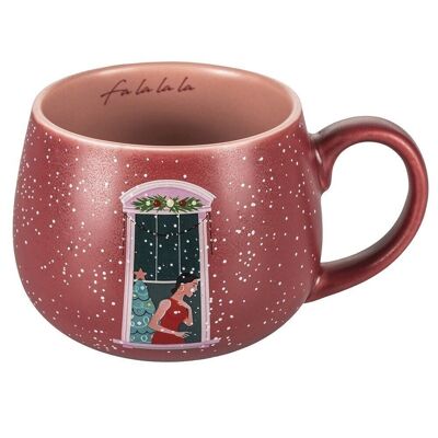 Tazza colazione in new bone China 400 ml, XMas Pink Model D