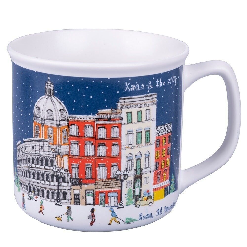 Tasse petit-déjeuner en porcelaine fine 350 ml, Xmas & the City 'MERRY CHRISTMAS'