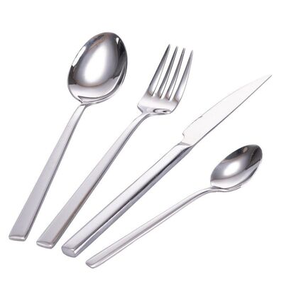 Set 24 posate in acciaio inossidabile 18/8 finitura lucida, Luxury Silver