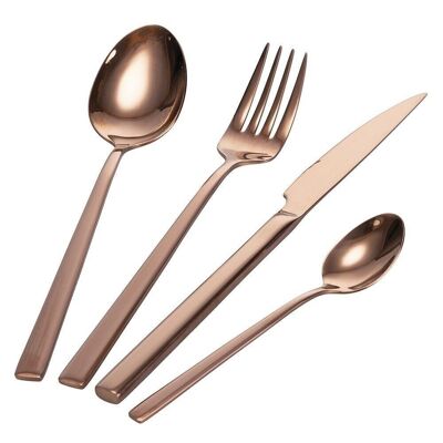 24-piece cutlery set in 18/8 stainless steel, polished finish, Luxury Copper
