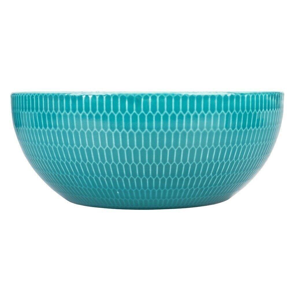 Saladier rond 24 cm en porcelaine, double décor, Confusion Turquoise