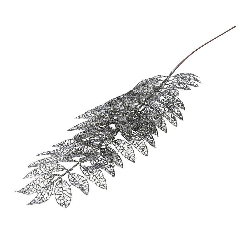Branche de feuilles vertes avec paillettes h. 102 cm, Noël Grandes feuilles